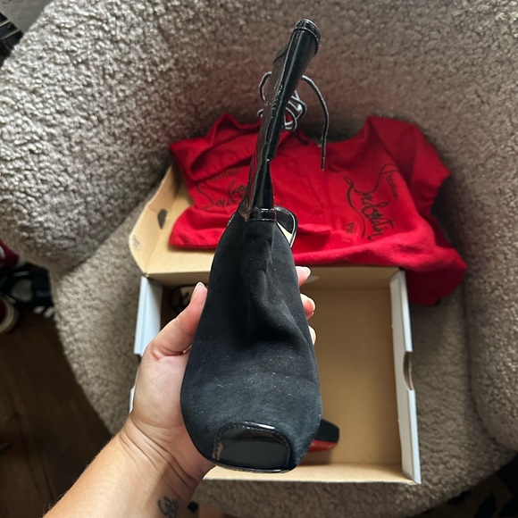 Christian Louboutin Black Suede And Patent Leather Jos Style Ankle Booties - Picture 10 of 10